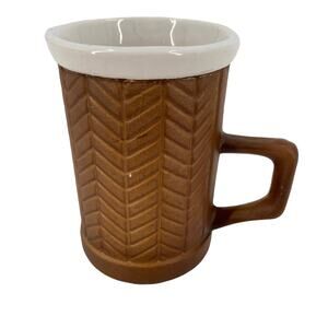 Miramar of California MCM vintage coffee mug brown herringbone pattern